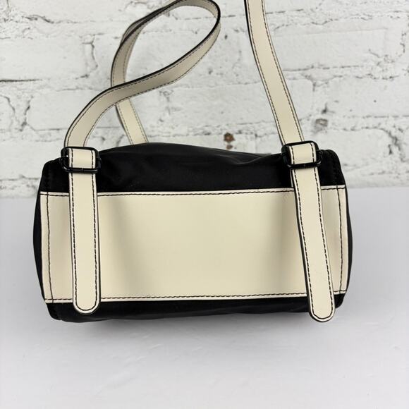 Zac Posen White Leather Black Nylon Backpack Purse